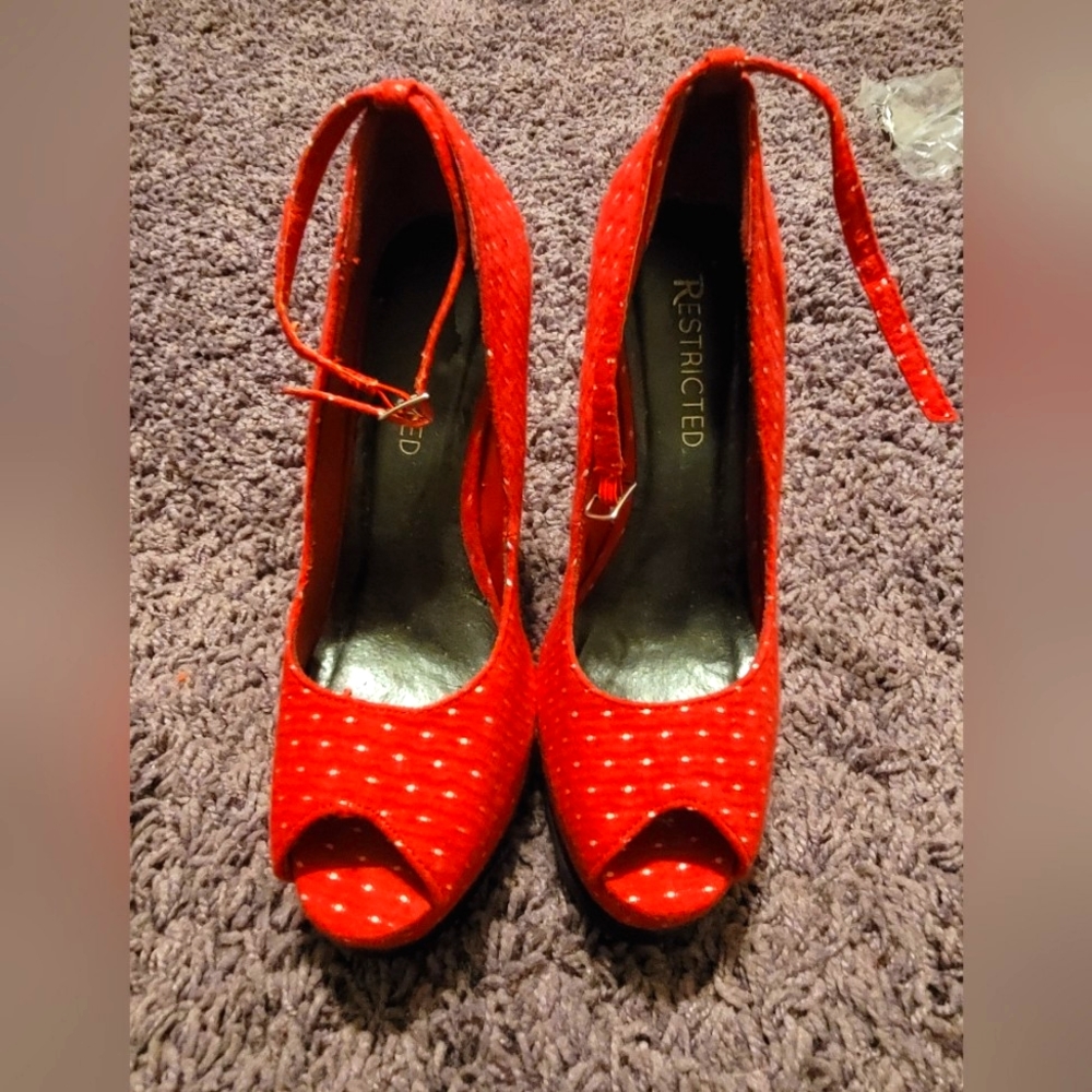 Red Polka Dot Platform Wedges